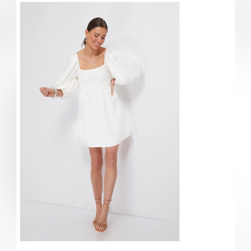 Tuckernuck White Puff Sleeve Sundress Square Neck